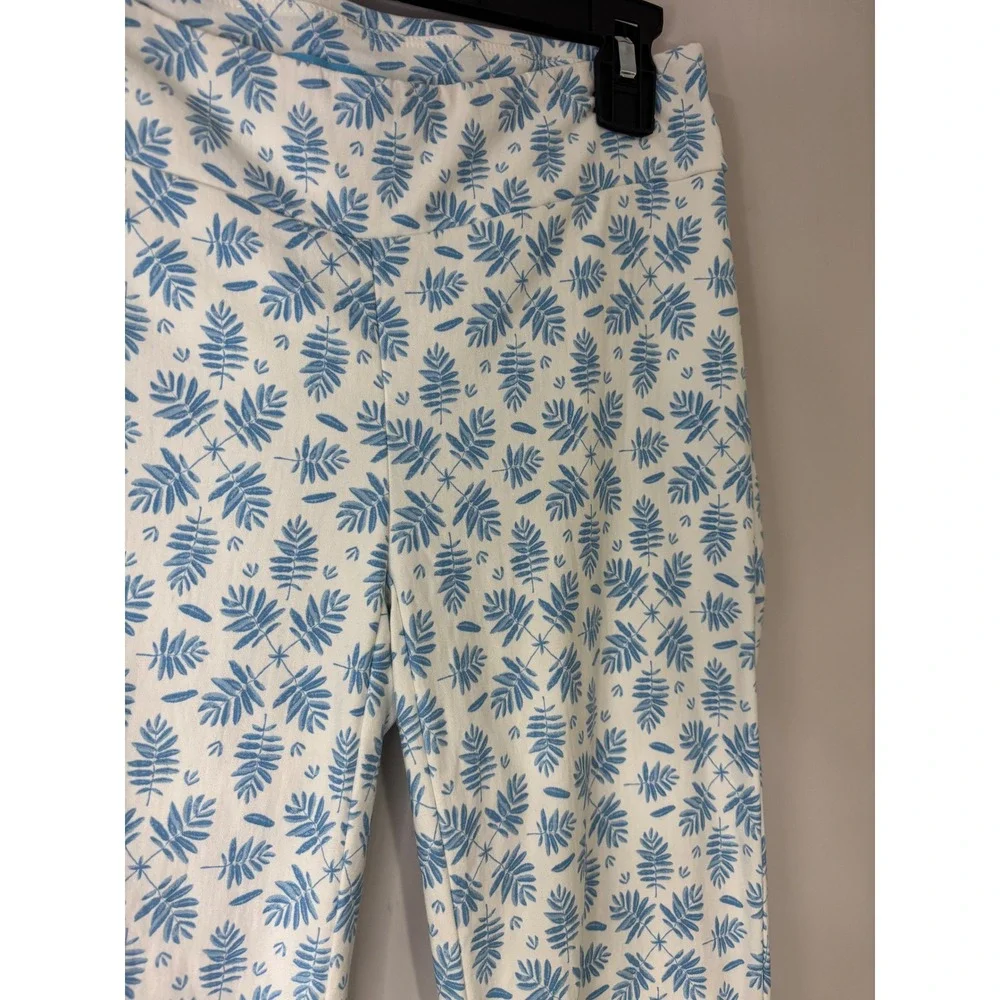 J McLaughlin Women's Size 0 Tall Leggings Blue Leaf‎ Print Stretch Casual Pants